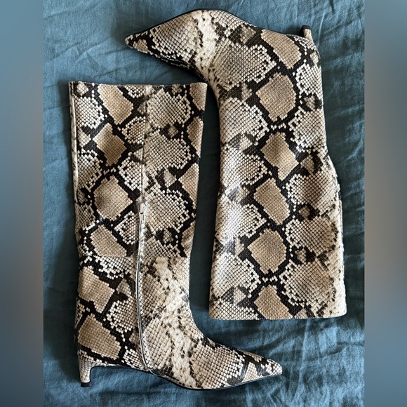 Nakedvice Leather The Stacey Boot in Snake Kitten Heel Pointed Toe Wide Shaft 5 - Picture 6 of 8